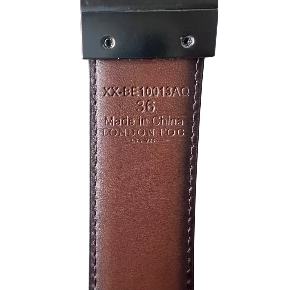 London Fog Mens Reversible Belt Size 36 Black‎ Brown Classic Buckle
